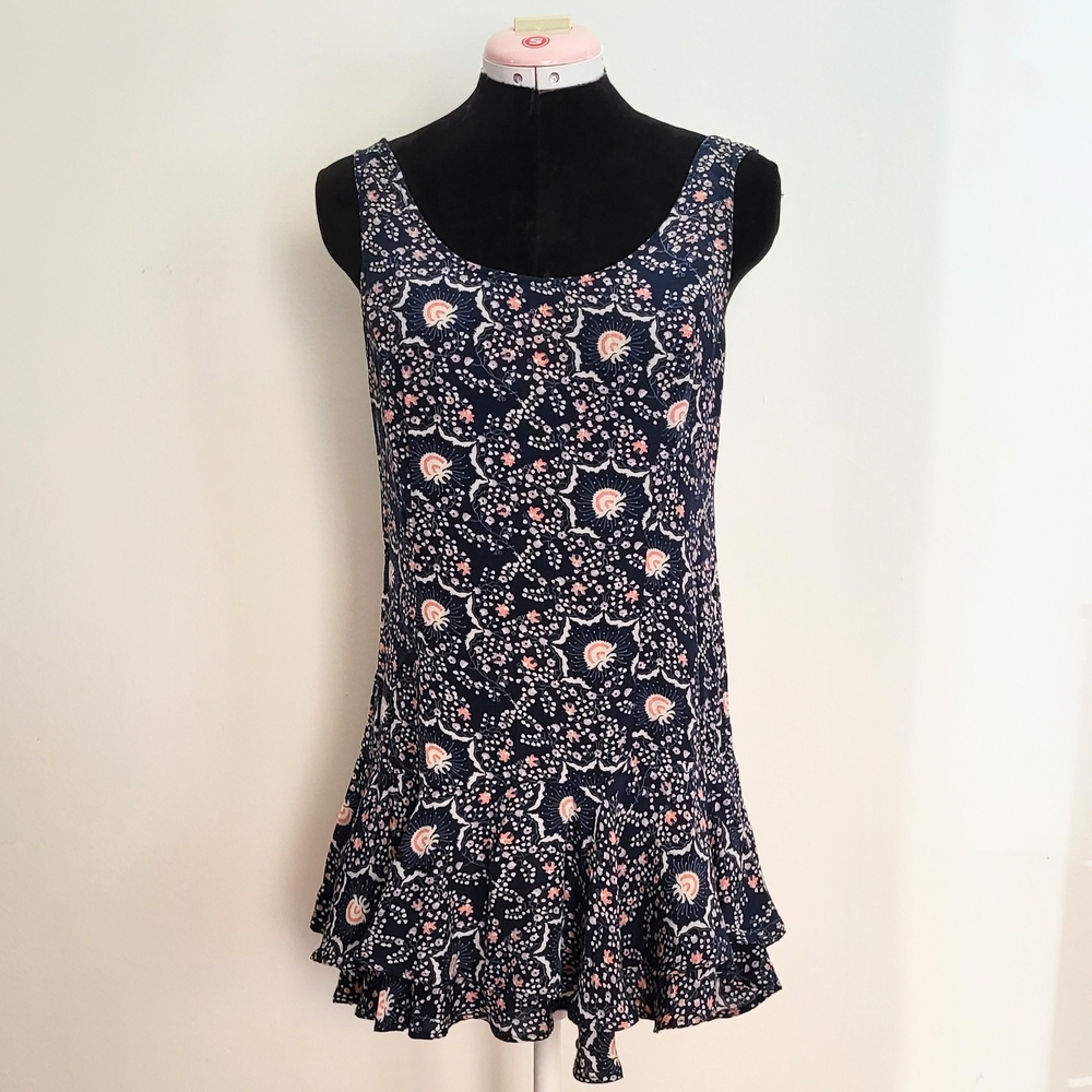Free People Navy and Pink Floral Dress